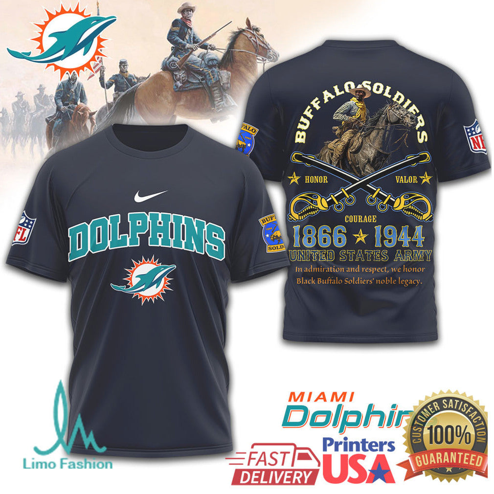 Miami Dolphins Buffalo Soldiers US Army 1866 1944 Honor T Shirt - Limotees LLC