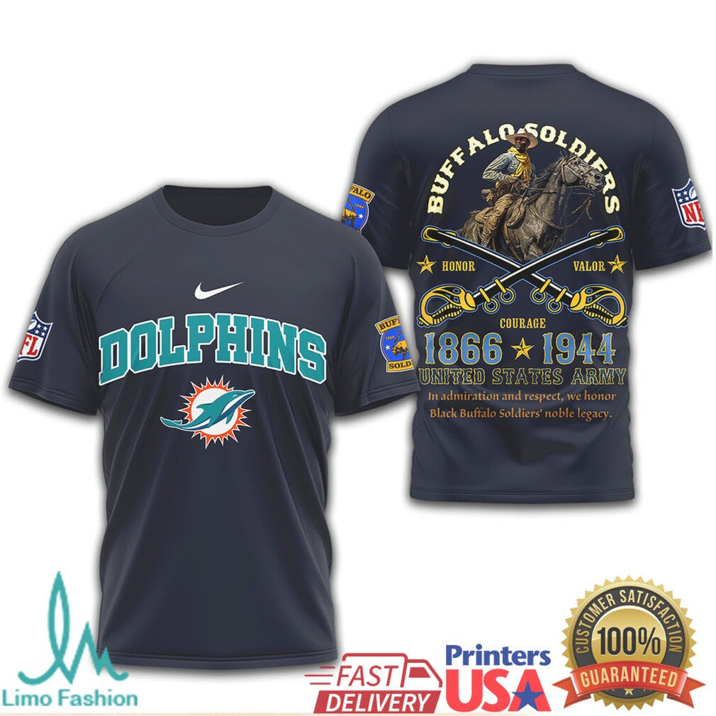 Miami Dolphins Buffalo Soldiers US Army 1866 1944 Honor T Shirt - Limotees LLC