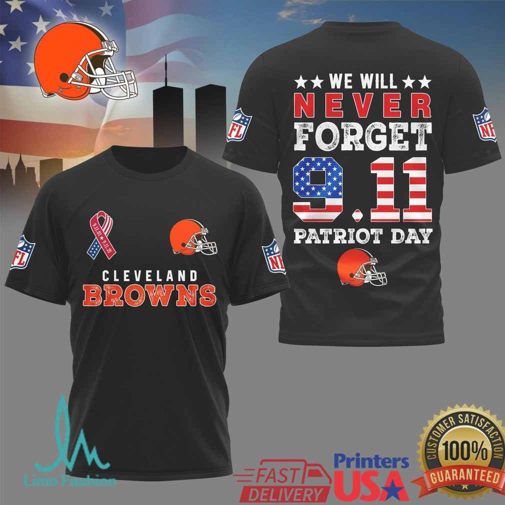 Miami Dolphins & Cleveland Browns 9.11 Patriot Day We Will Never Forget Memorial T Shirt - Limotees LLC