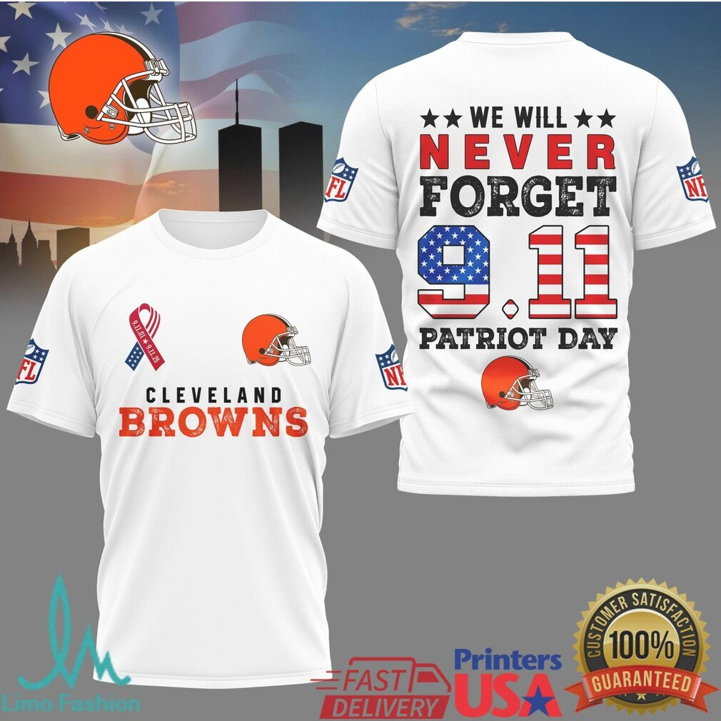 Miami Dolphins & Cleveland Browns 9.11 Patriot Day We Will Never Forget Memorial T Shirt - Limotees LLC