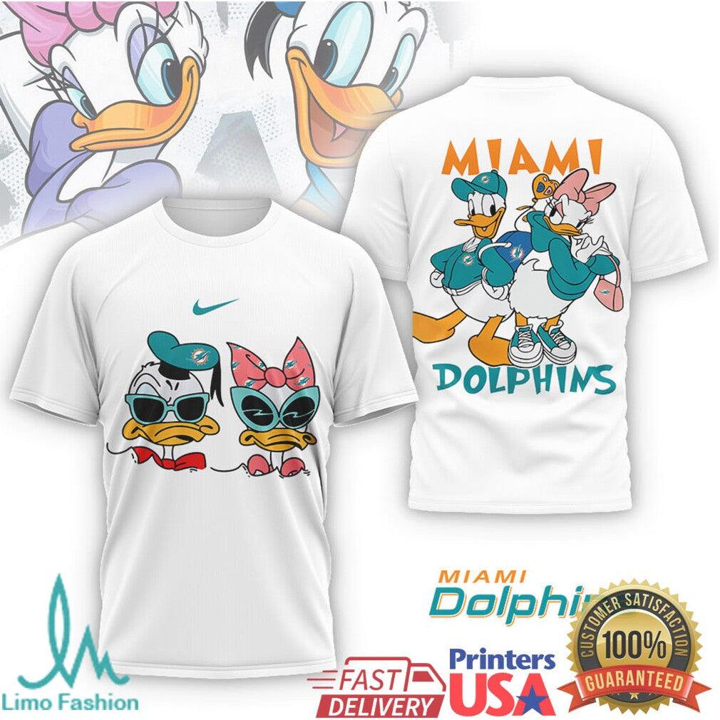 Miami Dolphins Donald & Daisy Duck Tropical Fan Apparel - Limotees LLC