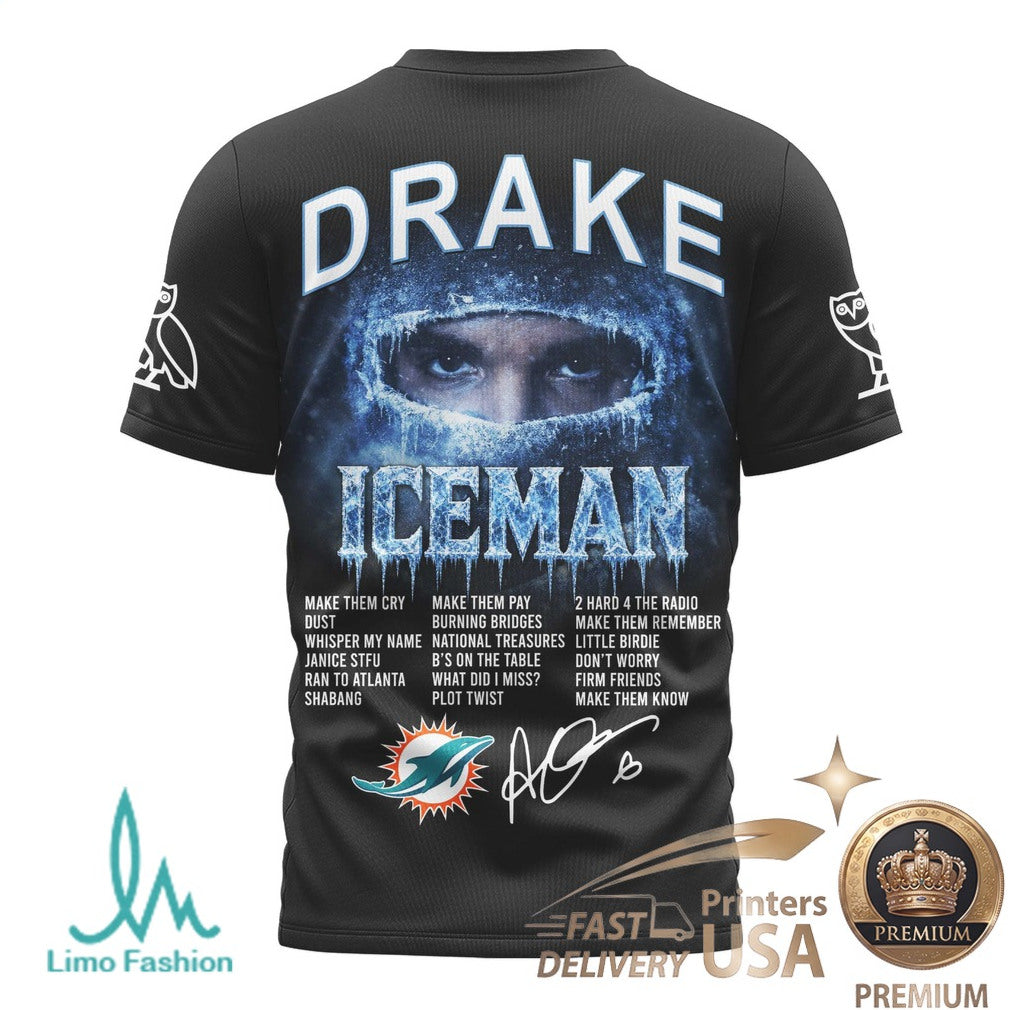 Miami Dolphins Drake Iceman Graphic Urban Rap T Shirt - Limotees LLC