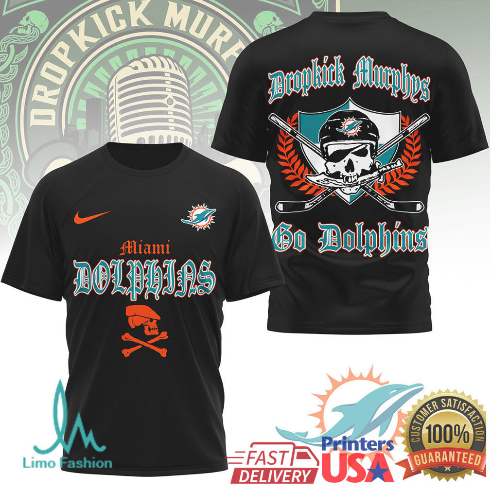 Miami Dolphins Dropkick Murphys Punk Style Graphic NFL T Shirt - Limotees LLC