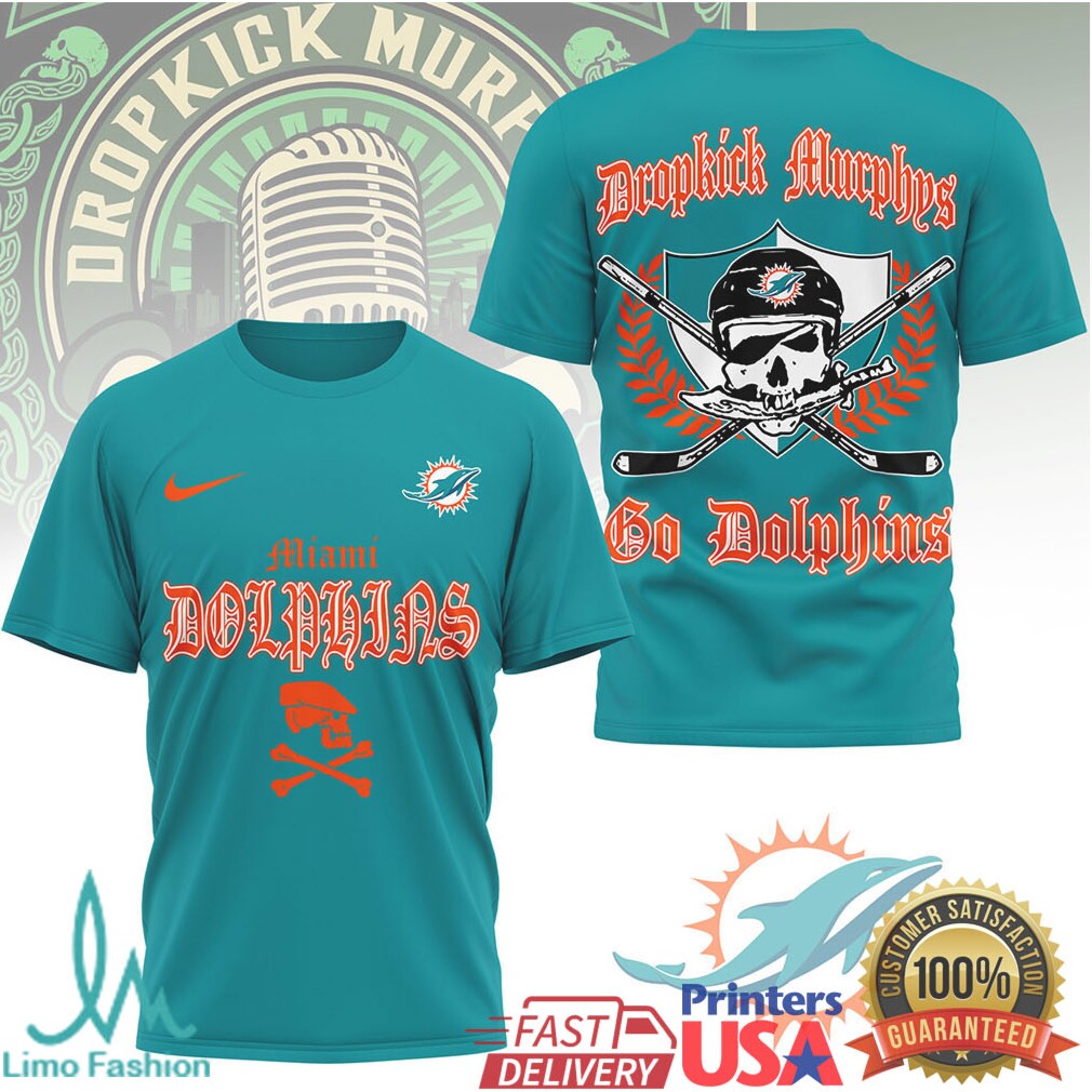 Miami Dolphins Dropkick Murphys Punk Style Graphic NFL T Shirt - Limotees LLC