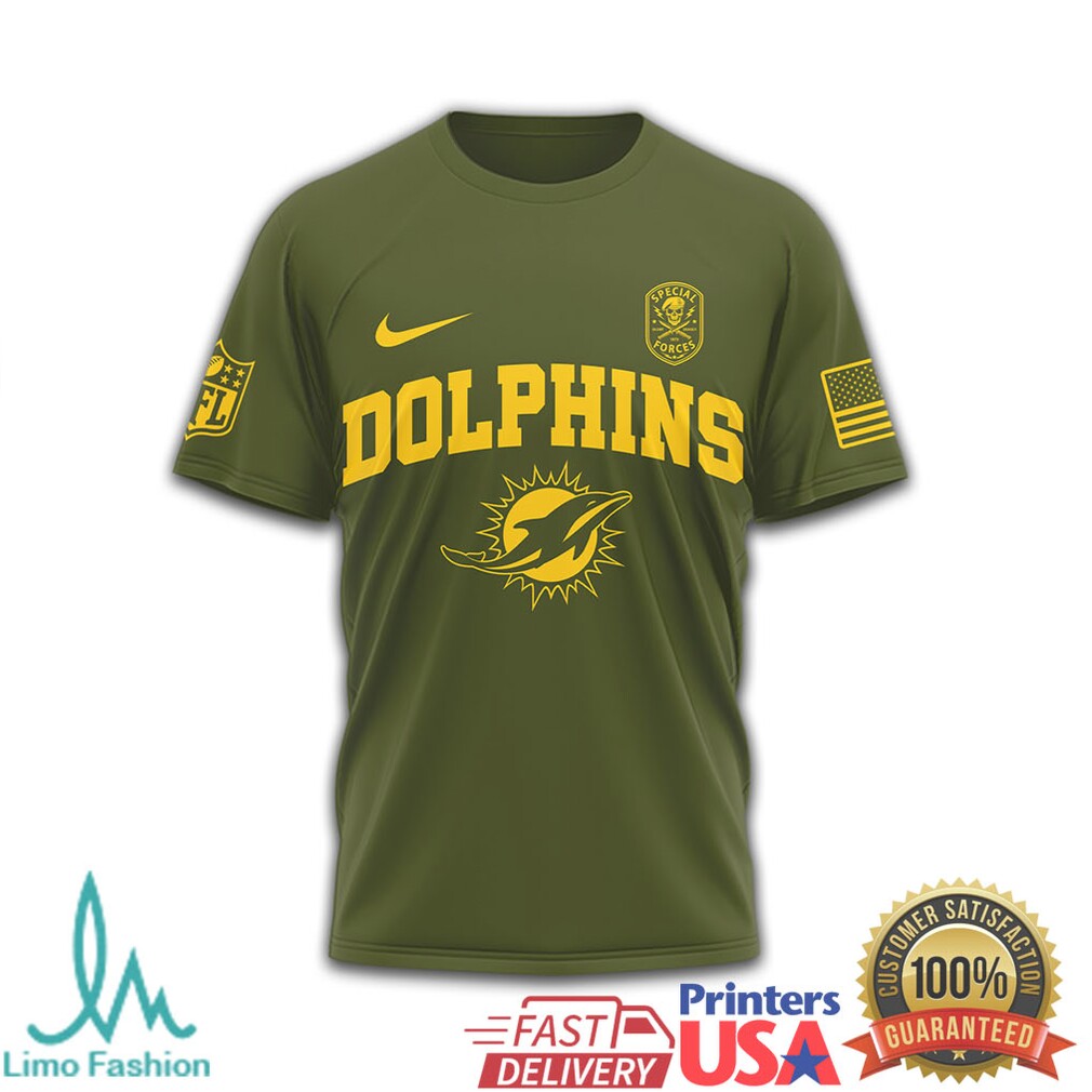 Miami Dolphins Green Berets Special Forces Military Olive T Shirt - Limotees LLC