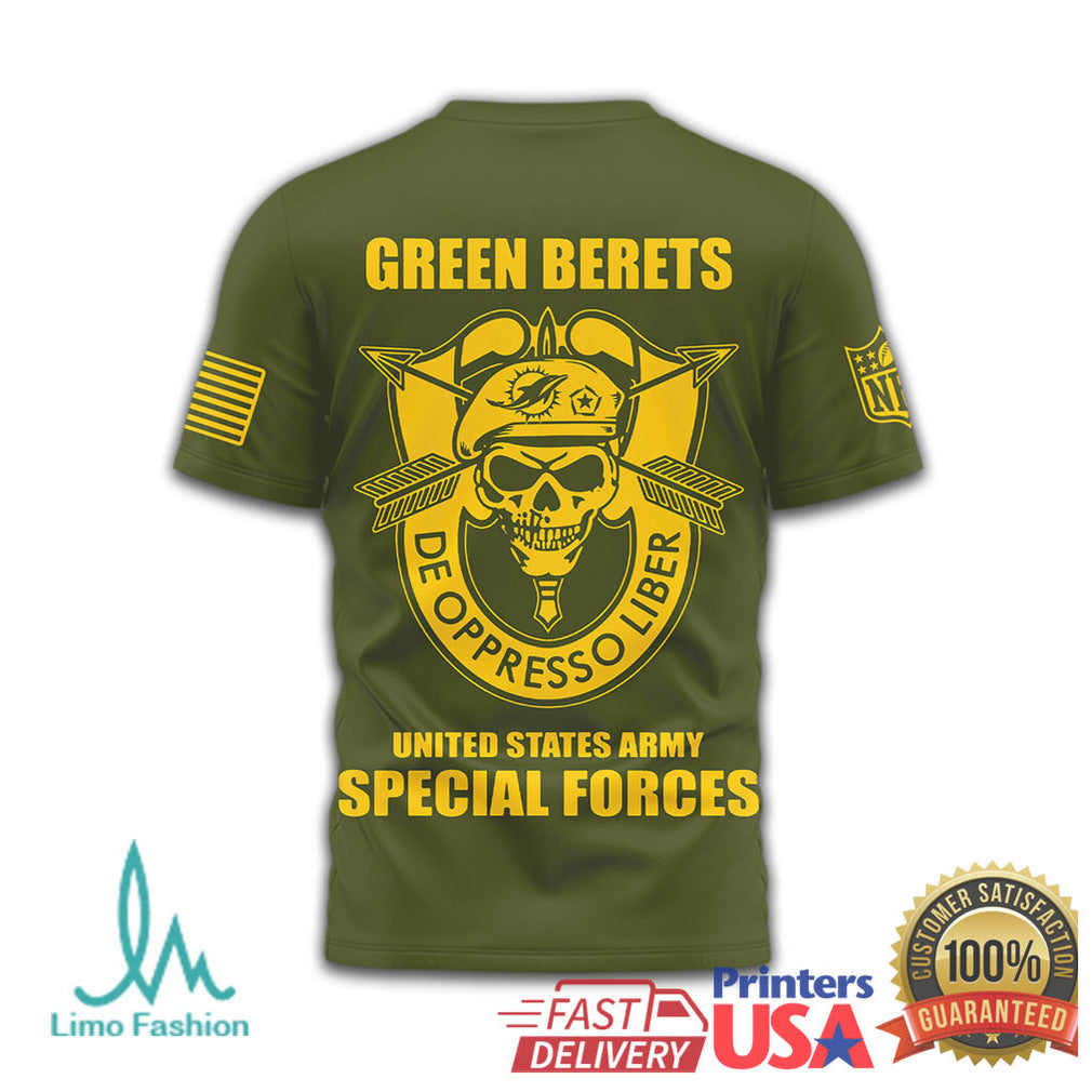 Miami Dolphins Green Berets Special Forces Military Olive T Shirt - Limotees LLC