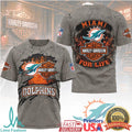 Miami Dolphins Harley Davidson Biker For Life Grey T Shirt - Limotees LLC