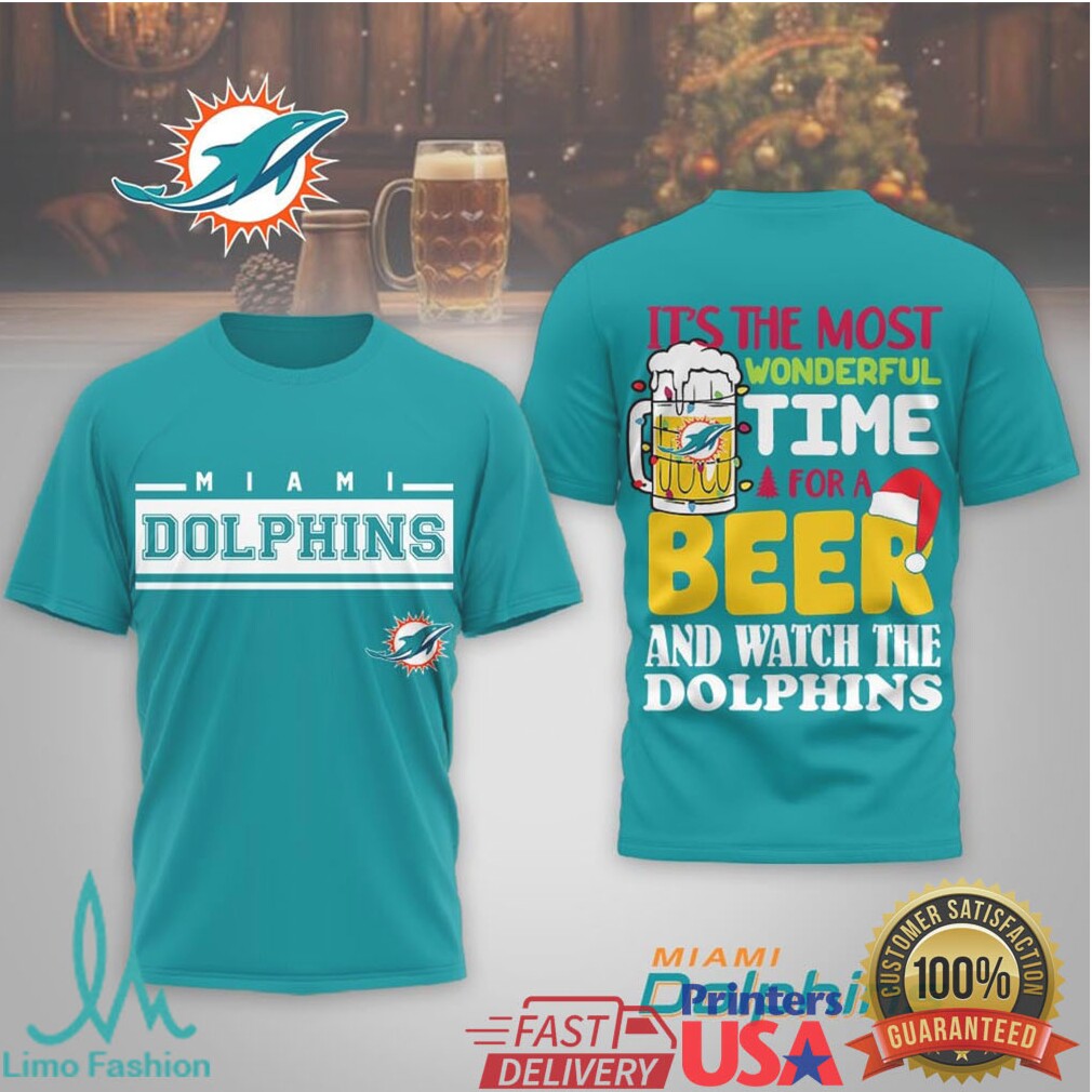 Miami Dolphins Holiday Fan Shirt “Most Wonderful Time for a Beer and the Dolphins” - Limotees LLC