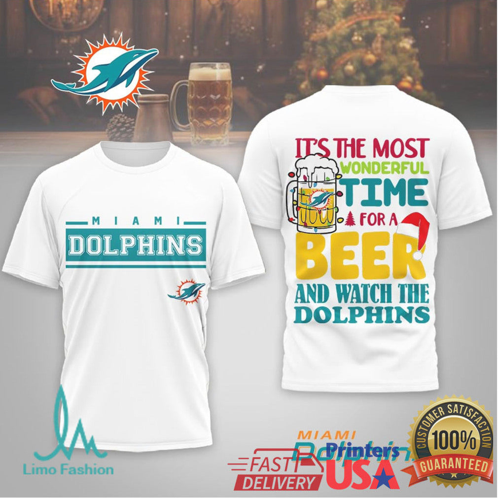 Miami Dolphins Holiday Fan Shirt “Most Wonderful Time for a Beer and the Dolphins” - Limotees LLC