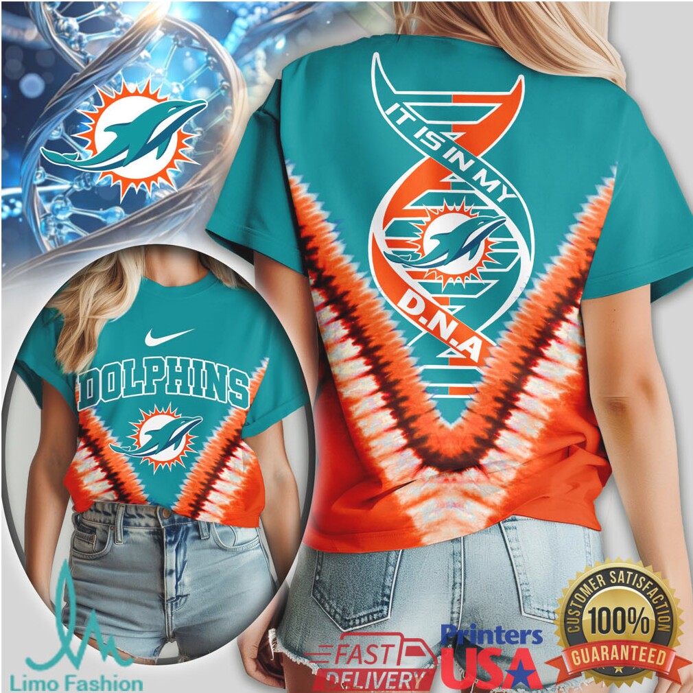 Miami Dolphins It Is In My DNA Aqua & Orange Graphic T Shirt - Limotees LLC