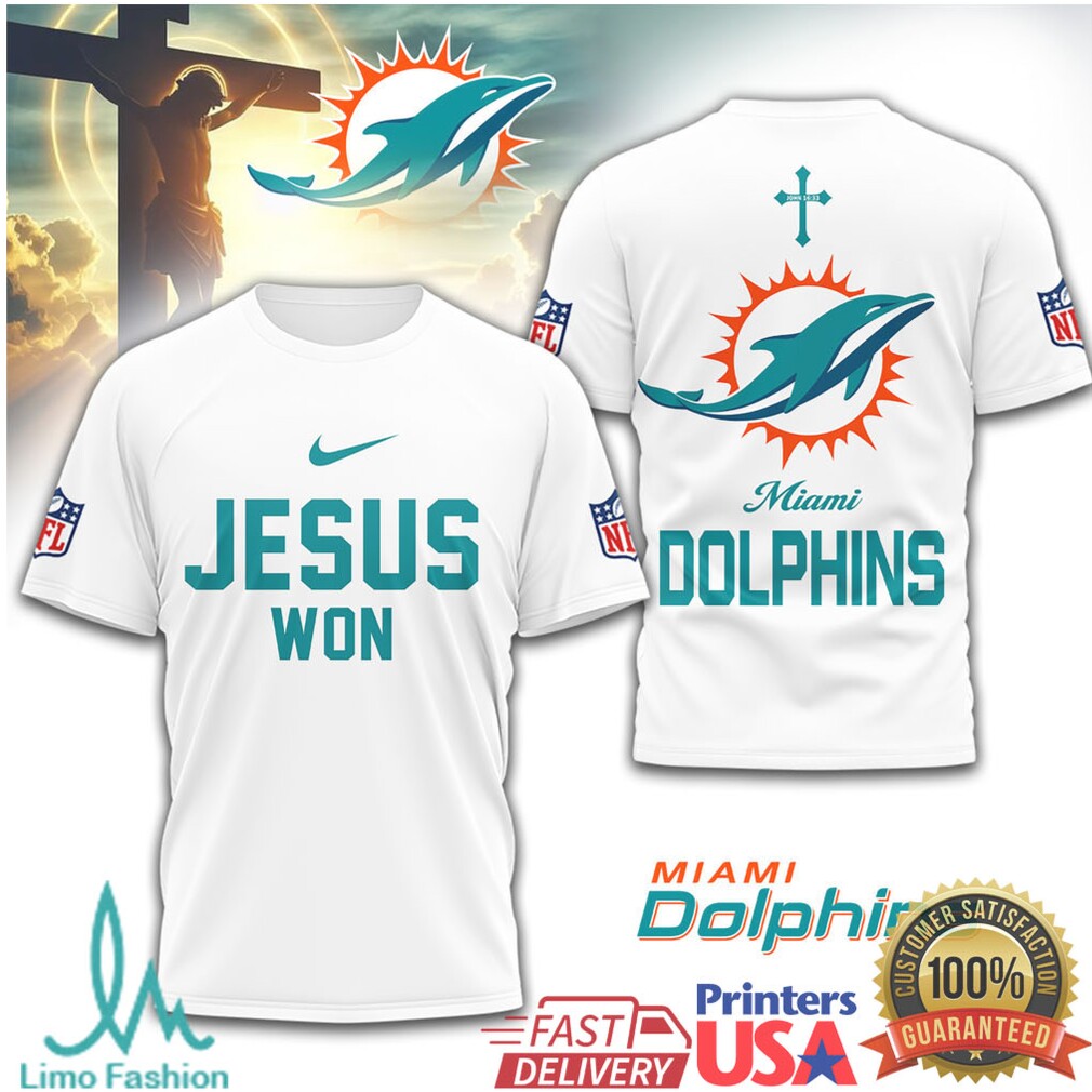Miami Dolphins Jesus Won Religious Football T Shirt - Limotees LLC