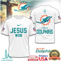 Miami Dolphins Jesus Won Religious Football T Shirt - Limotees LLC
