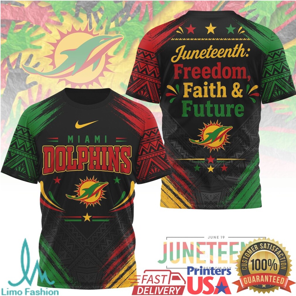 Miami Dolphins Juneteenth Freedom Faith Future Graphic T Shirt - Limotees LLC