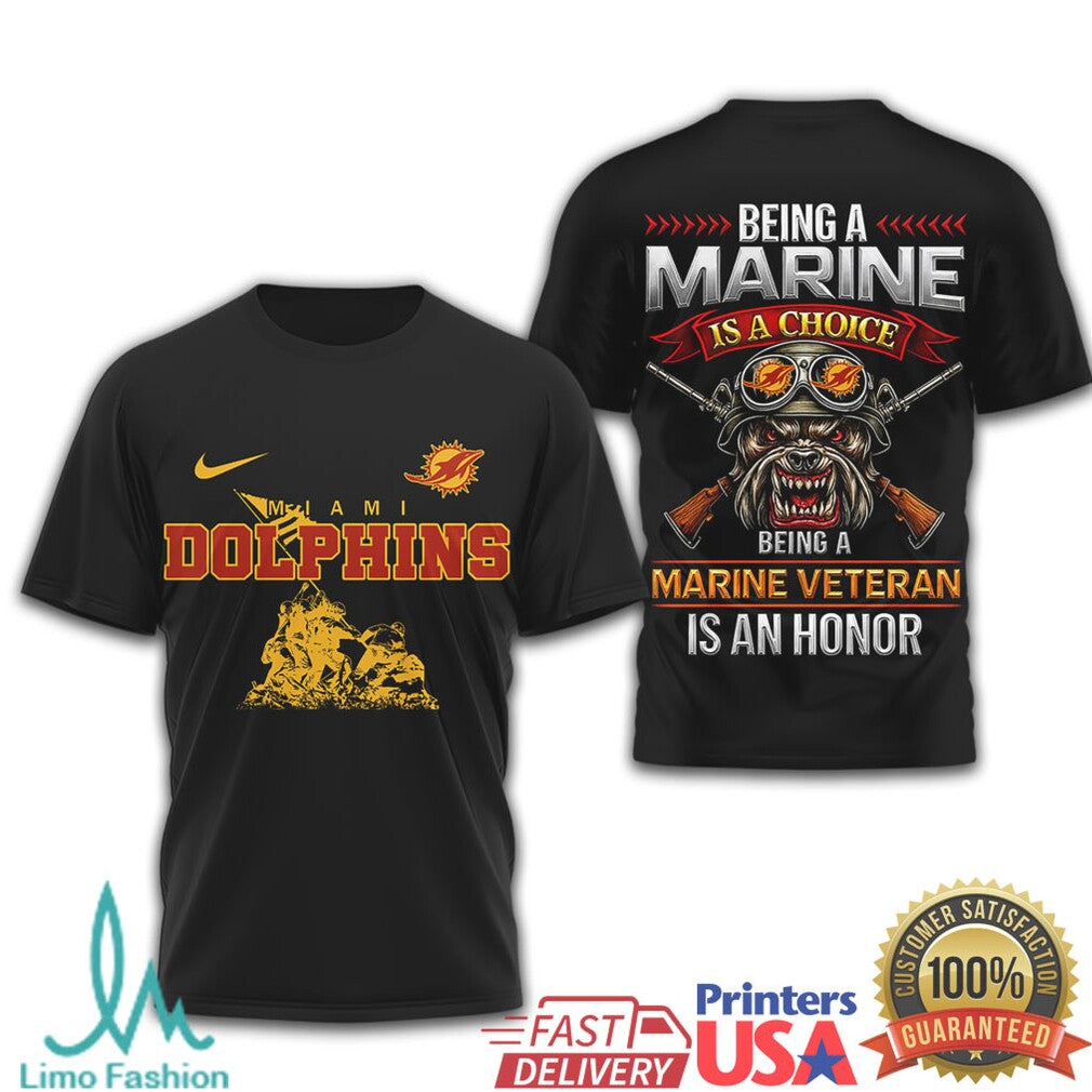 Miami Dolphins Marine Veteran Military Tribute T Shirt - Limotees LLC