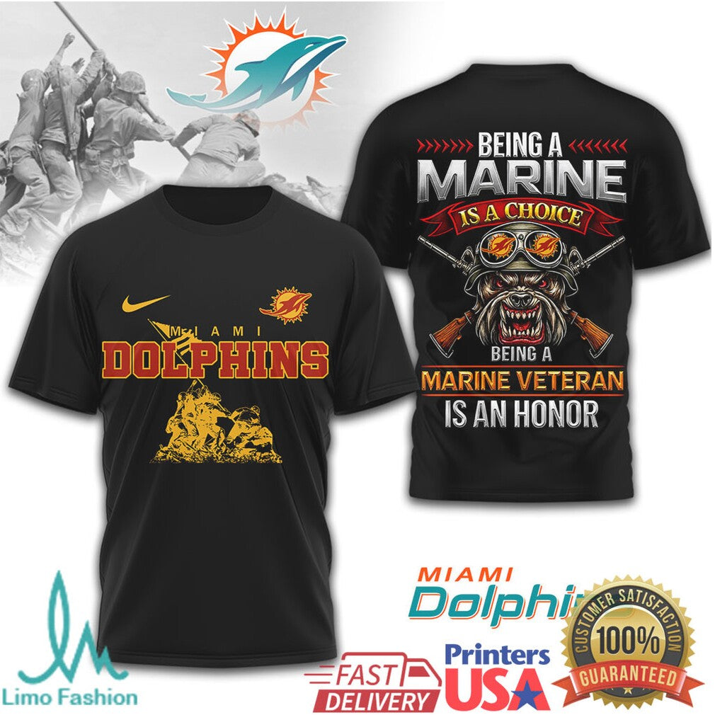 Miami Dolphins Marine Veteran Military Tribute T Shirt - Limotees LLC