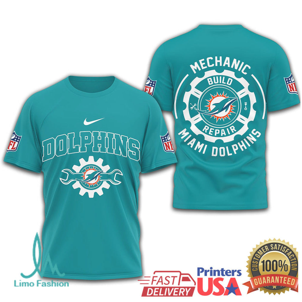 Miami Dolphins Mechanic Build Repair Nfl Tshirt - Limotees LLC
