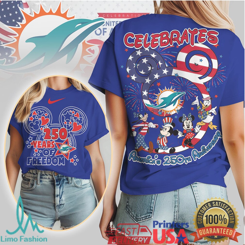 Miami Dolphins Mickey Mouse America's 250th Anniversary Celebration T Shirt - Limotees LLC