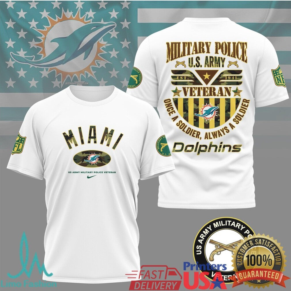 Miami Dolphins Military Police U.S. Army Veteran T Shirt Patriotic NFL Military T Shirt - Limotees LLC