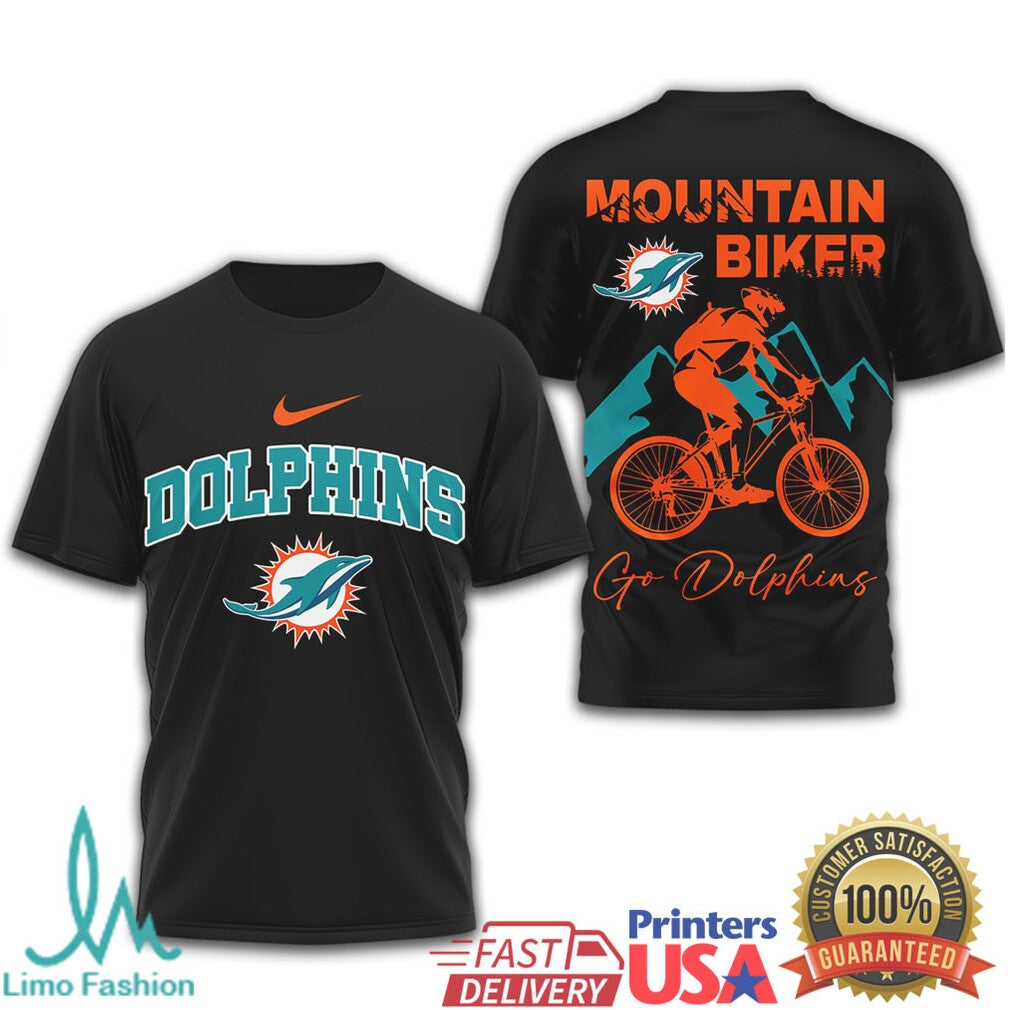Miami Dolphins Mountain Biker “Go Dolphins” Aqua Performance T shirt - Limotees LLC