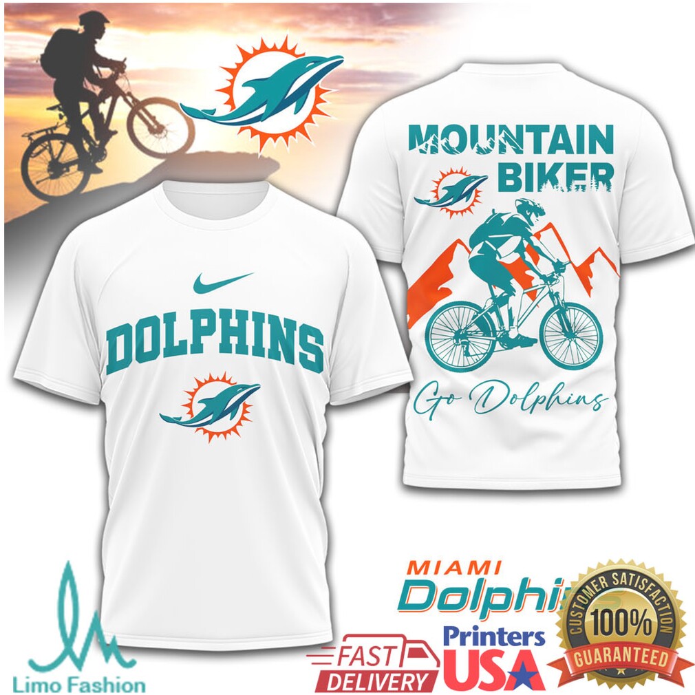 Miami Dolphins Mountain Biker T Shirt Dolphins Cycling Fan Gear - Limotees LLC