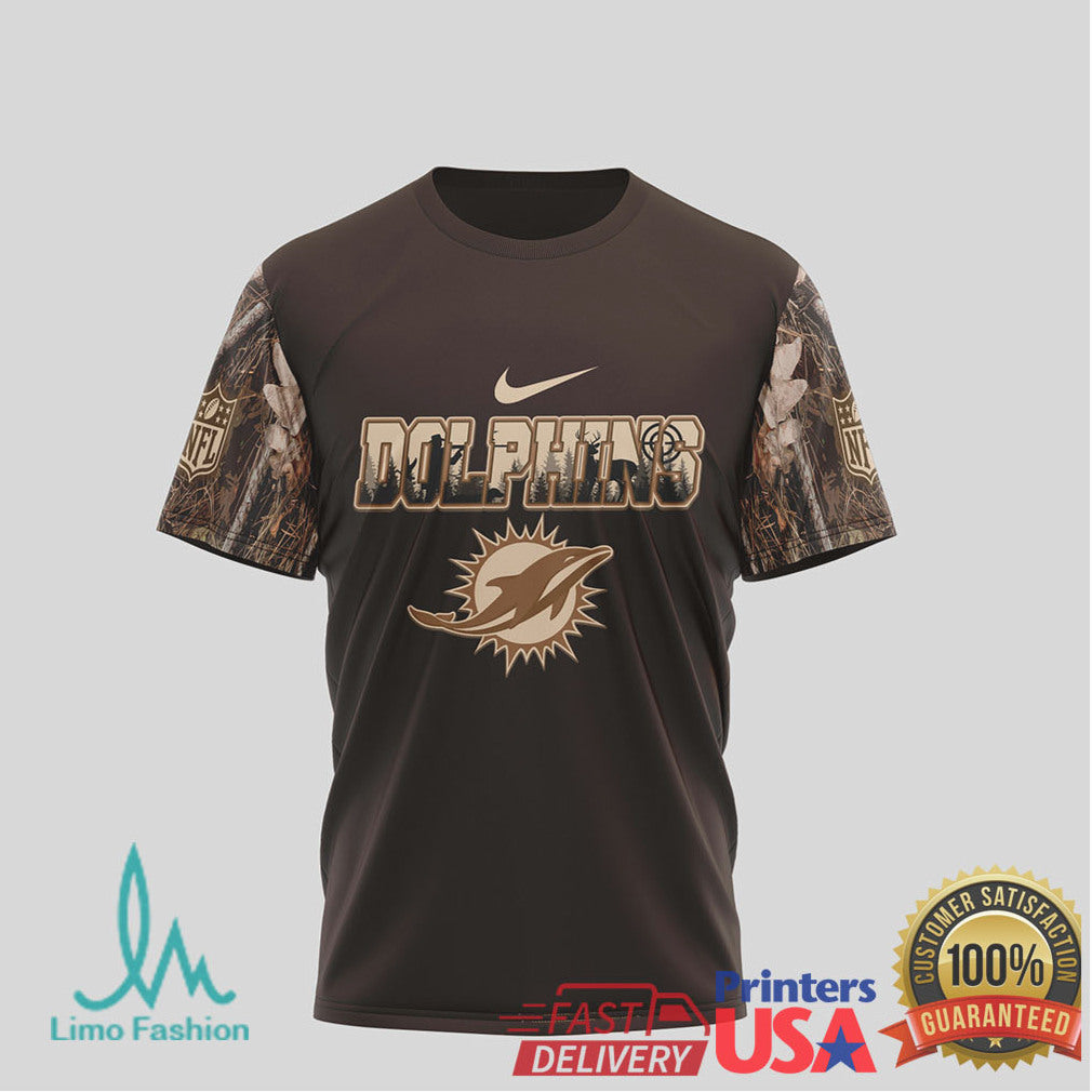 Miami Dolphins NFL Deer Hunting Camo Sleeve T Shirt - Limotees LLC