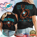 Miami Dolphins Nurse Heartbeat Stethoscope T Shirt Dolphins Football Nursing Profession T Shirt - Limotees LLC