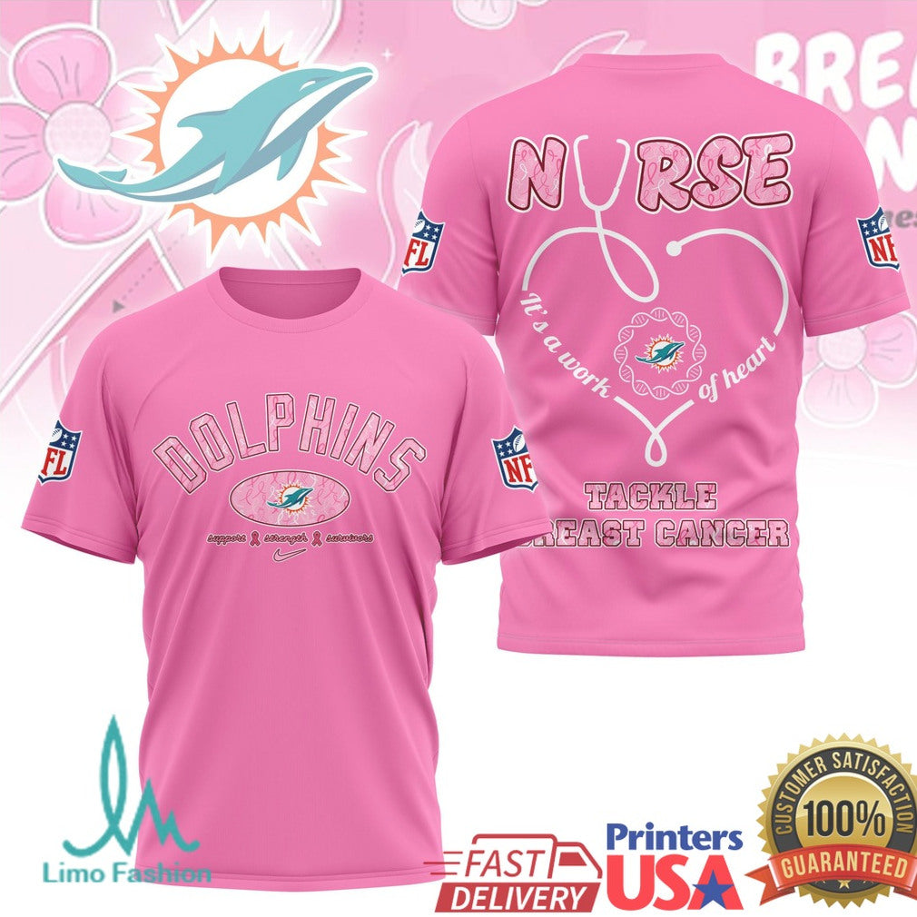Miami Dolphins Nurse Tackle Breast Cancer Awareness T Shirt - Limotees LLC