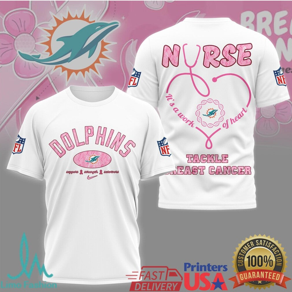 Miami Dolphins Nurse Tackle Breast Cancer Awareness T Shirt - Limotees LLC