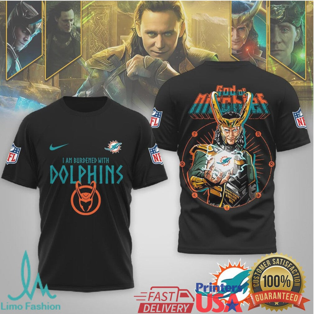 Miami Dolphins Official Loki NFL God Of Mischief 3D Shirt - Limotees LLC