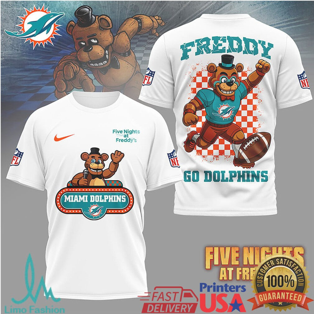 Miami Dolphins Official NFL Five Nights at Freddy's 3D Shirt - Limotees LLC
