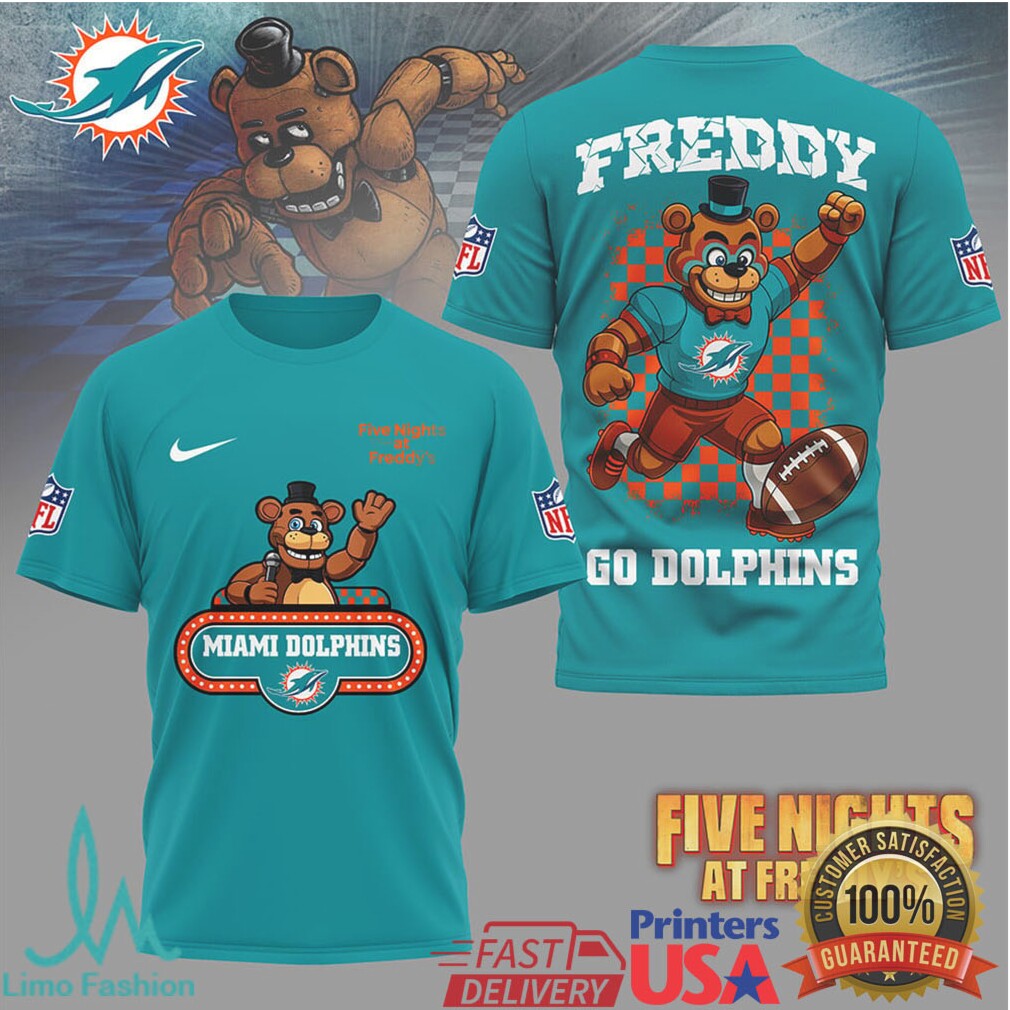 Miami Dolphins Official NFL Five Nights at Freddy's 3D Shirt - Limotees LLC