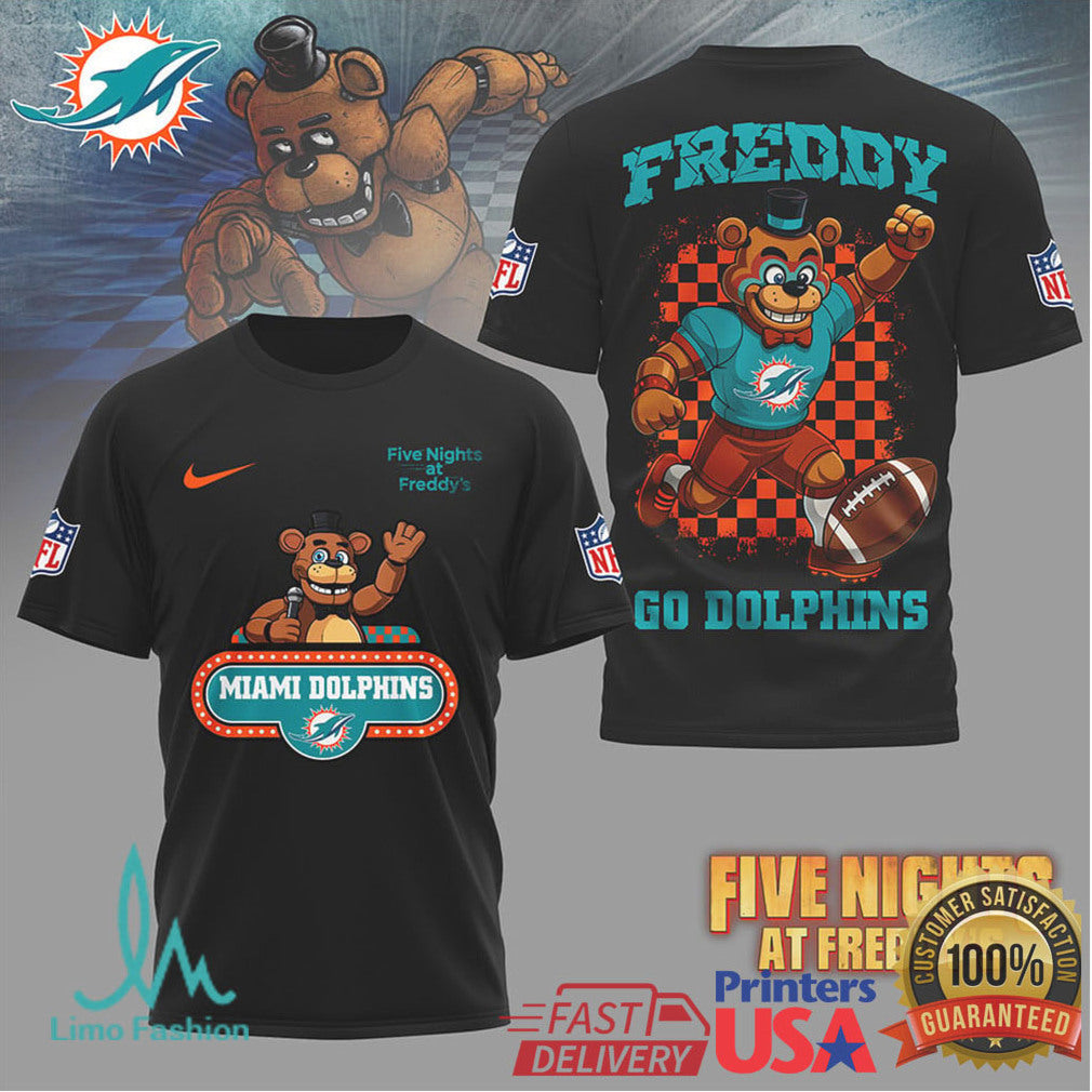 Miami Dolphins Official NFL Five Nights at Freddy's 3D Shirt - Limotees LLC