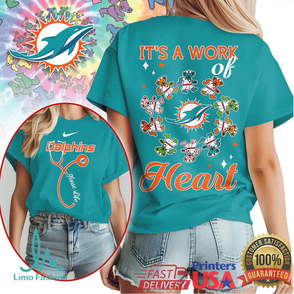 Miami Dolphins Official NFL Grateful Dead Nurse 3D Shirt - Limotees LLC