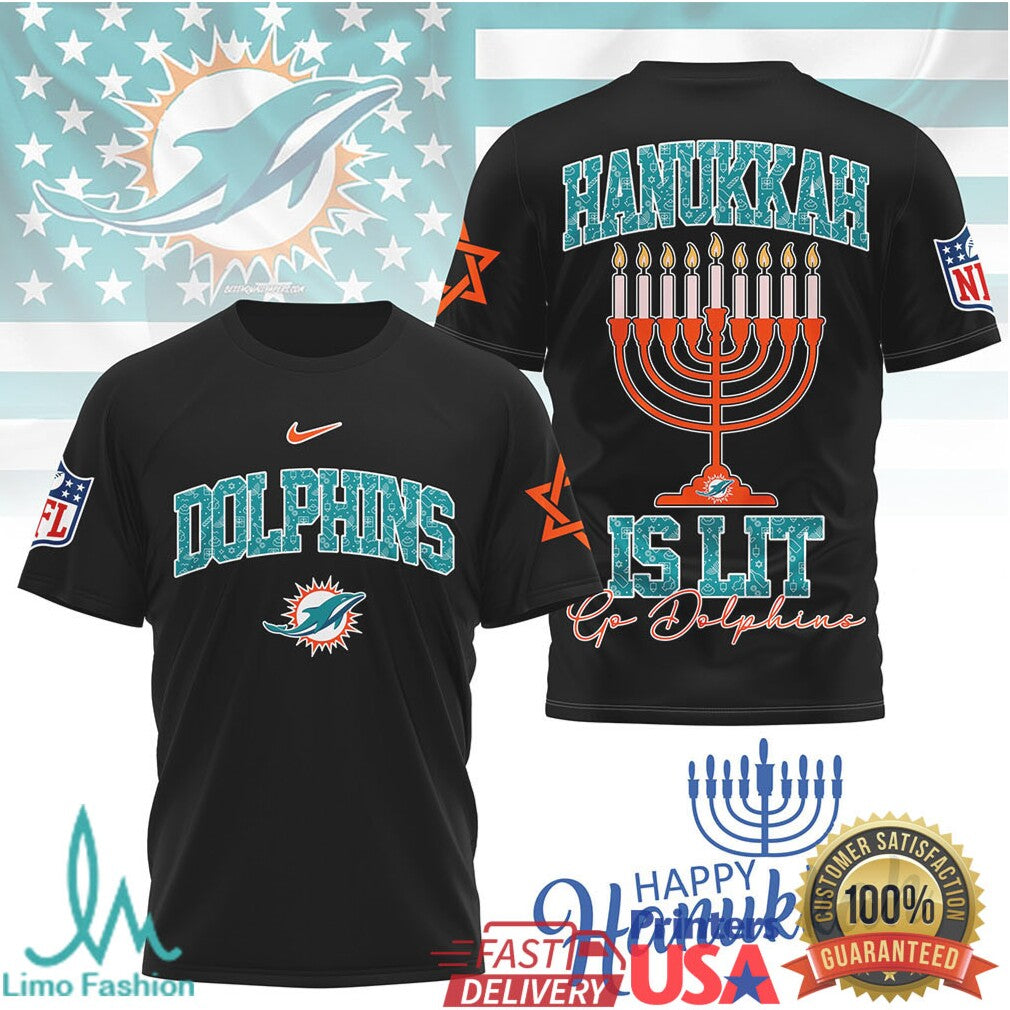 Miami Dolphins Official NFL Happy Hanukkah 3D Shirt - Limotees LLC