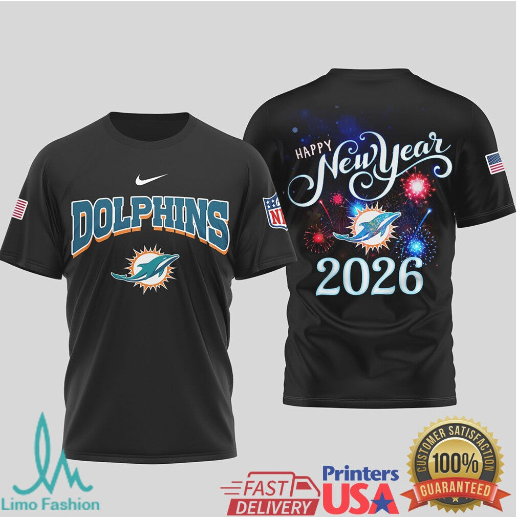 Miami Dolphins Official NFL Happy New Year 2026 3D Shirt - Limotees LLC