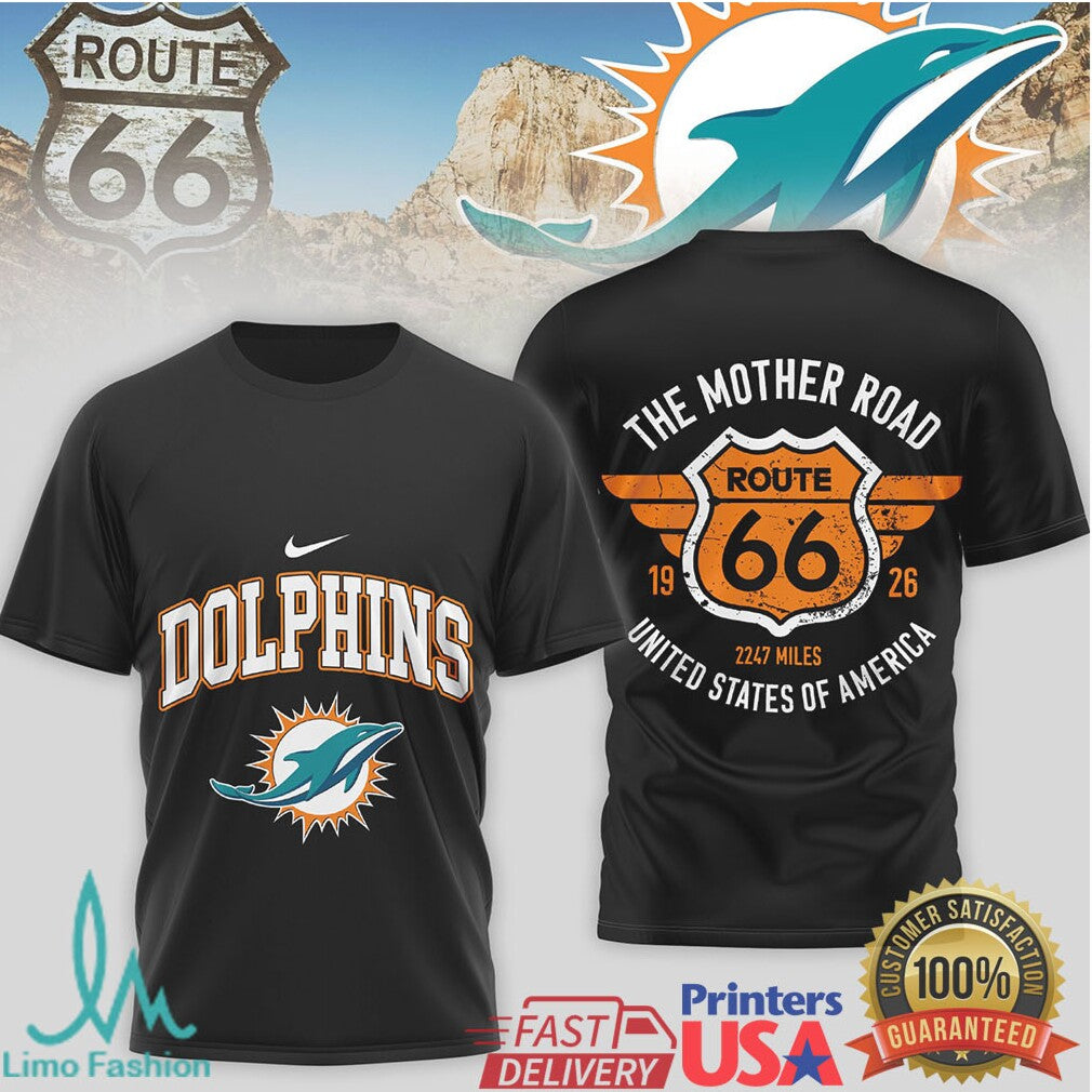 Miami Dolphins Official NFL Route 66 3D Shirt - Limotees LLC