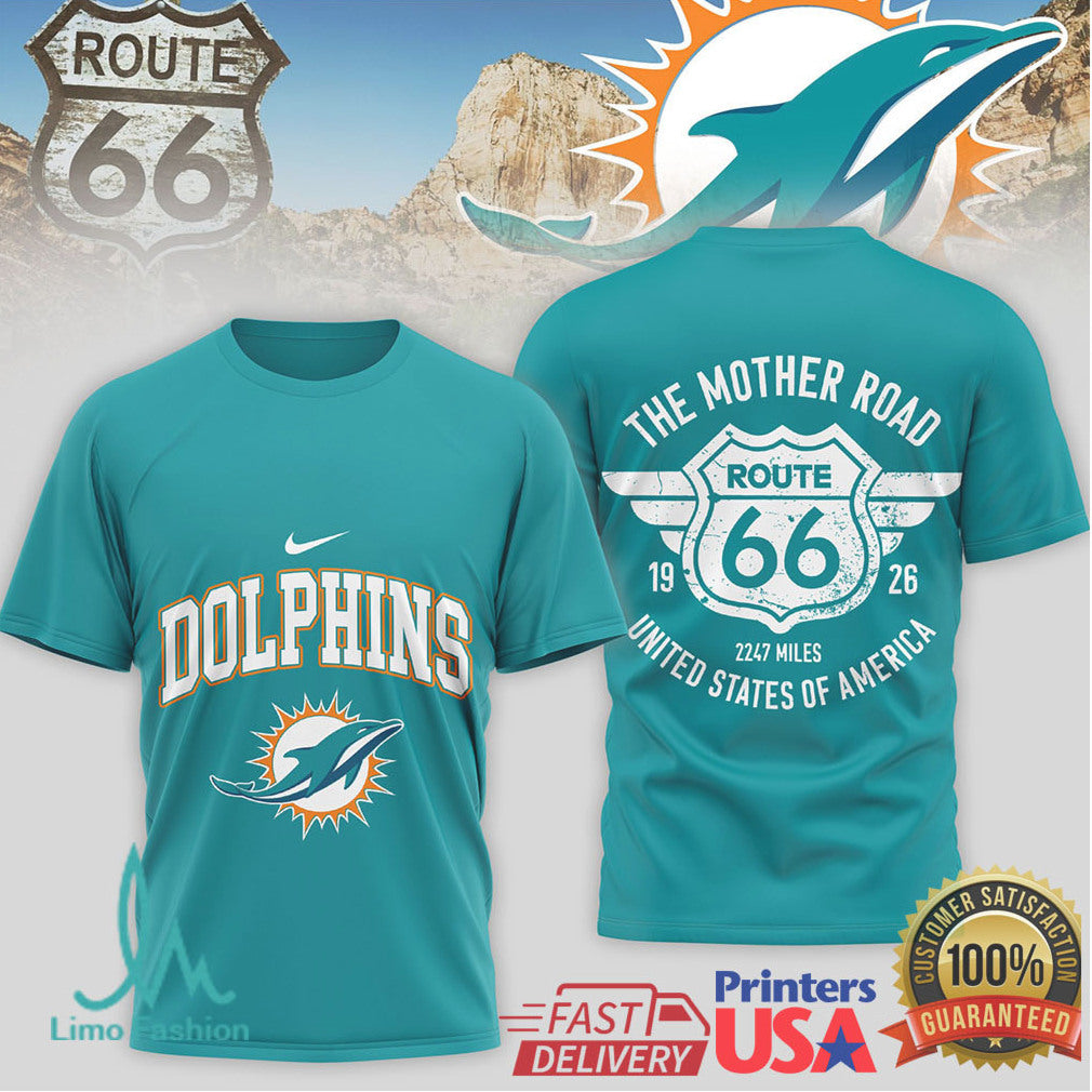 Miami Dolphins Official NFL Route 66 3D Shirt - Limotees LLC