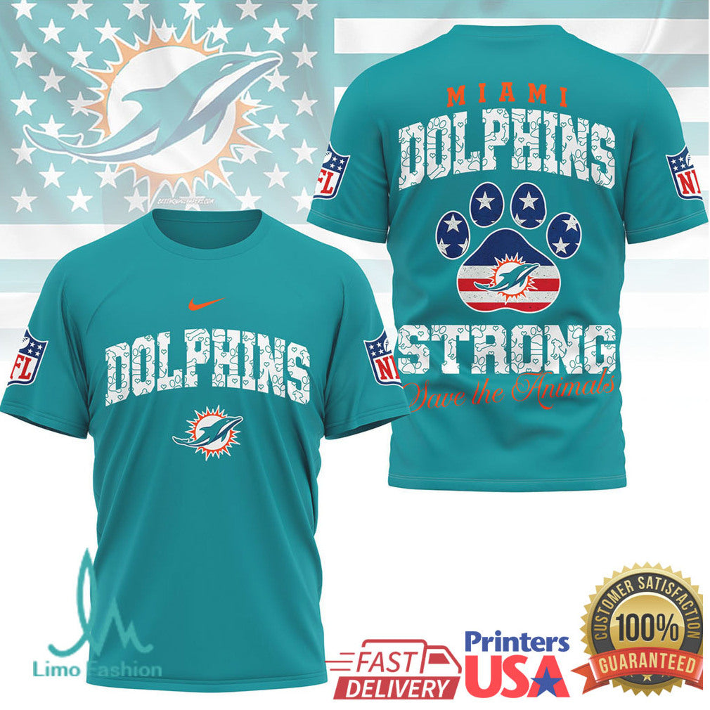 Miami Dolphins Official NFL Save The Animals Fan 3D Shirt - Limotees LLC