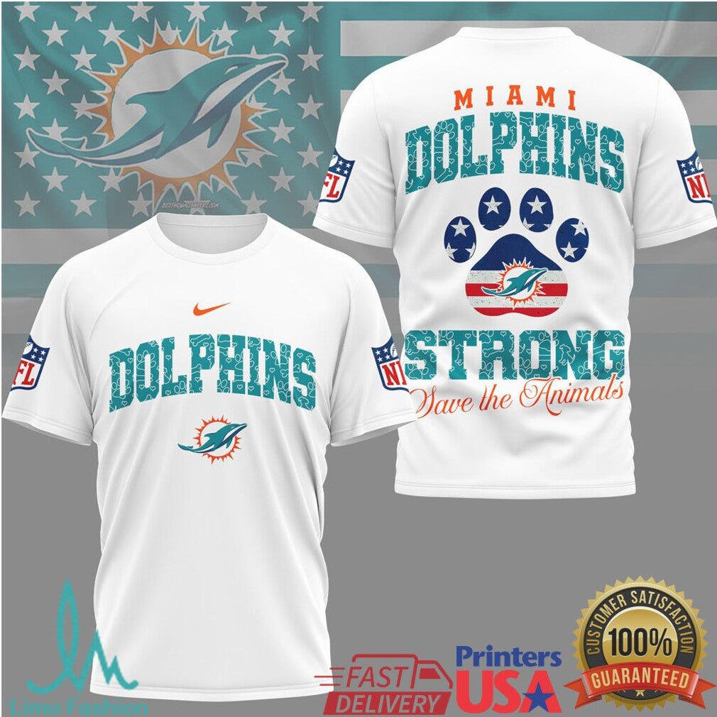 Miami Dolphins Official NFL Save The Animals Fan 3D Shirt - Limotees LLC