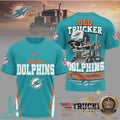 Miami Dolphins Old Trucker Skull Forever Graphic T Shirt - Limotees LLC