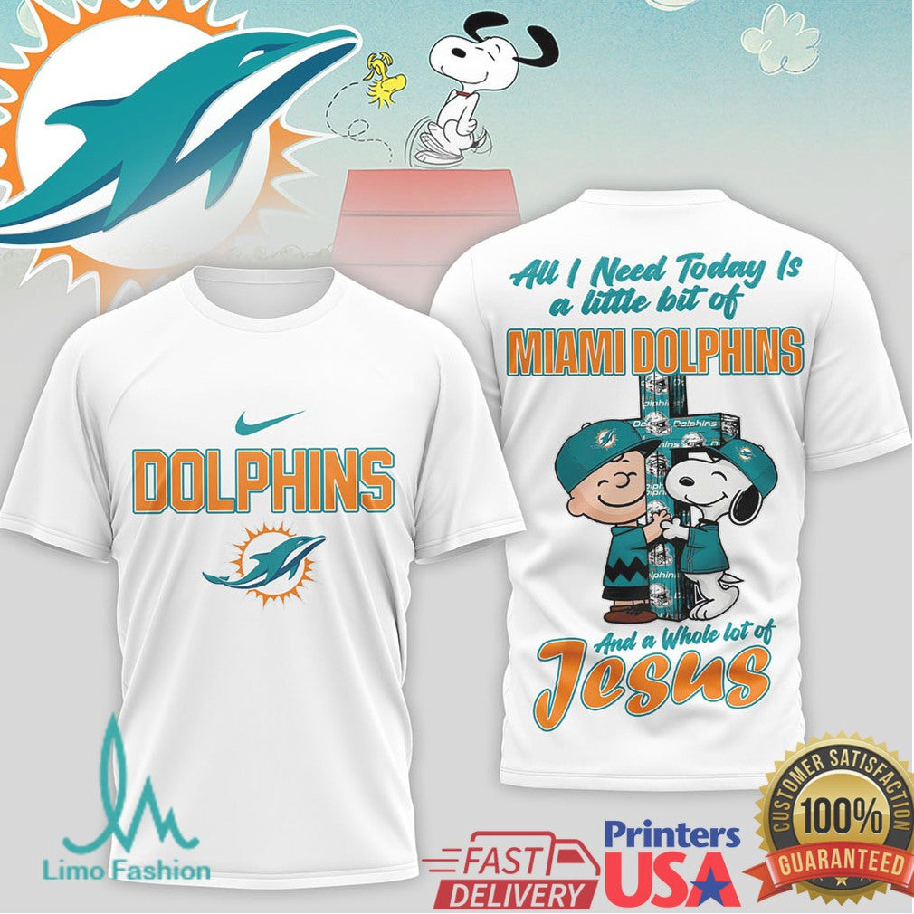 Miami Dolphins Snoopy Charlie Brown Faith Jesus T Shirt - Limotees LLC