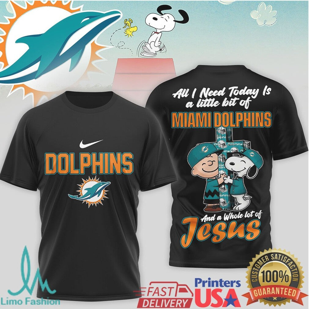 Miami Dolphins Snoopy Charlie Brown Faith Jesus T Shirt - Limotees LLC