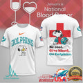 Miami Dolphins Snoopy National Blood Donor Month Athletic Tee - Limotees LLC