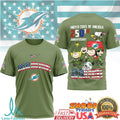 Miami Dolphins Snoopy Peanuts 250th Anniversary USA Military T Shirt - Limotees LLC