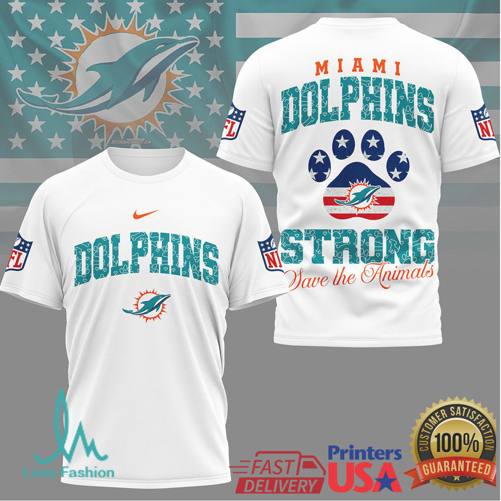 Miami Dolphins Strong Save the Animals NFL Fan Apparel T Shirt - Limotees LLC