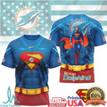 Miami Dolphins Superman Sublimated Superhero T Shirt NFL Sports Merchandise - Limotees LLC