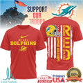 Miami Dolphins Support Our Troops RED Remember Everyone Deployed T Shirt - Limotees LLC