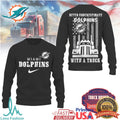 Miami Dolphins Trucker Pride Never Underestimate Dolphins with a Truck Pullover T Shirt - Limotees LLC