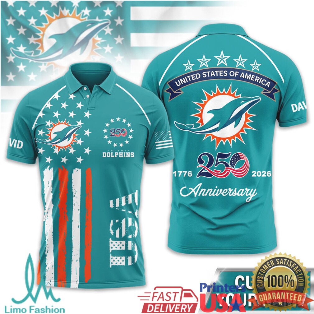 Miami Dolphins USA 250th Anniversary Custom Name T Shirt - Limotees LLC