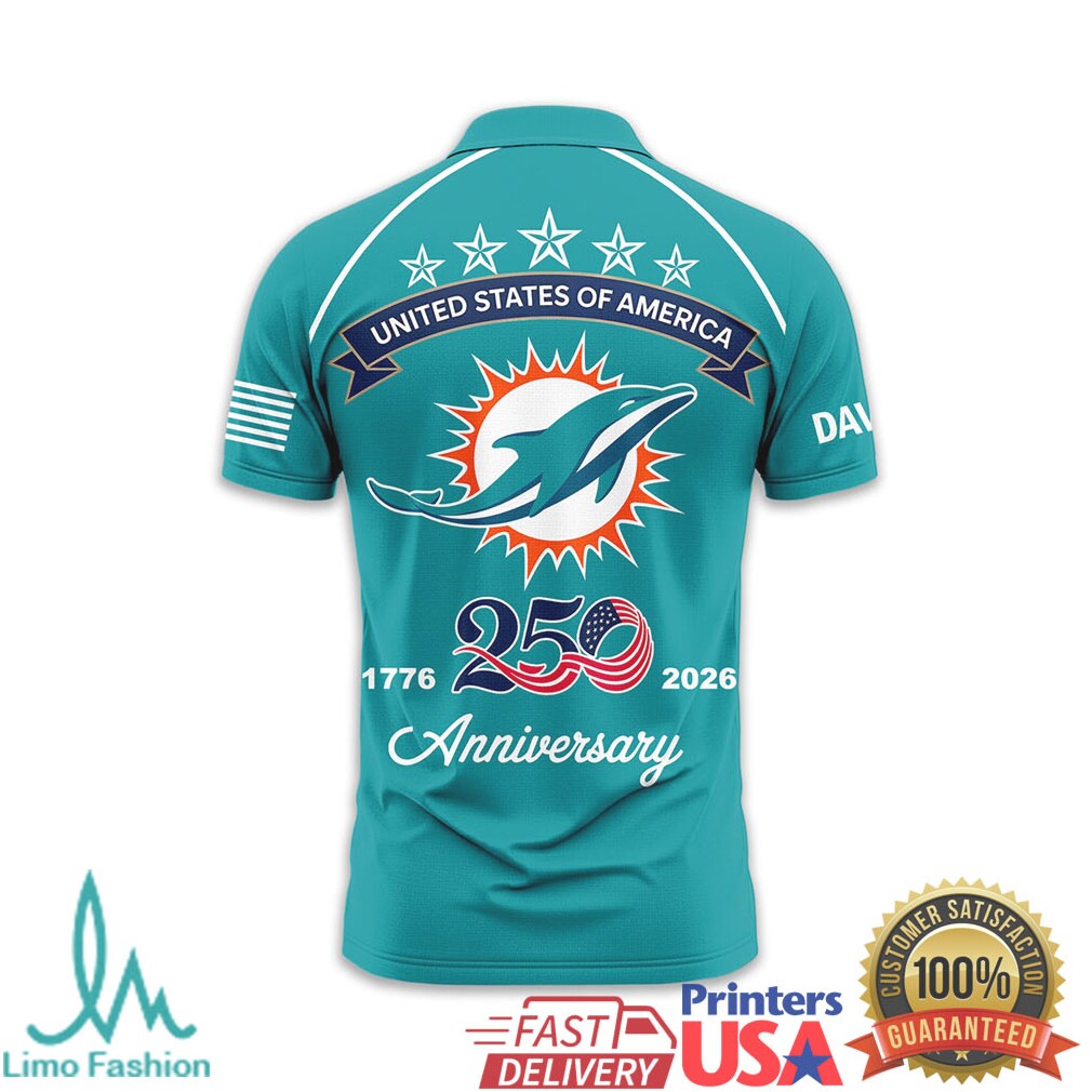 Miami Dolphins USA 250th Anniversary Custom Name T Shirt - Limotees LLC